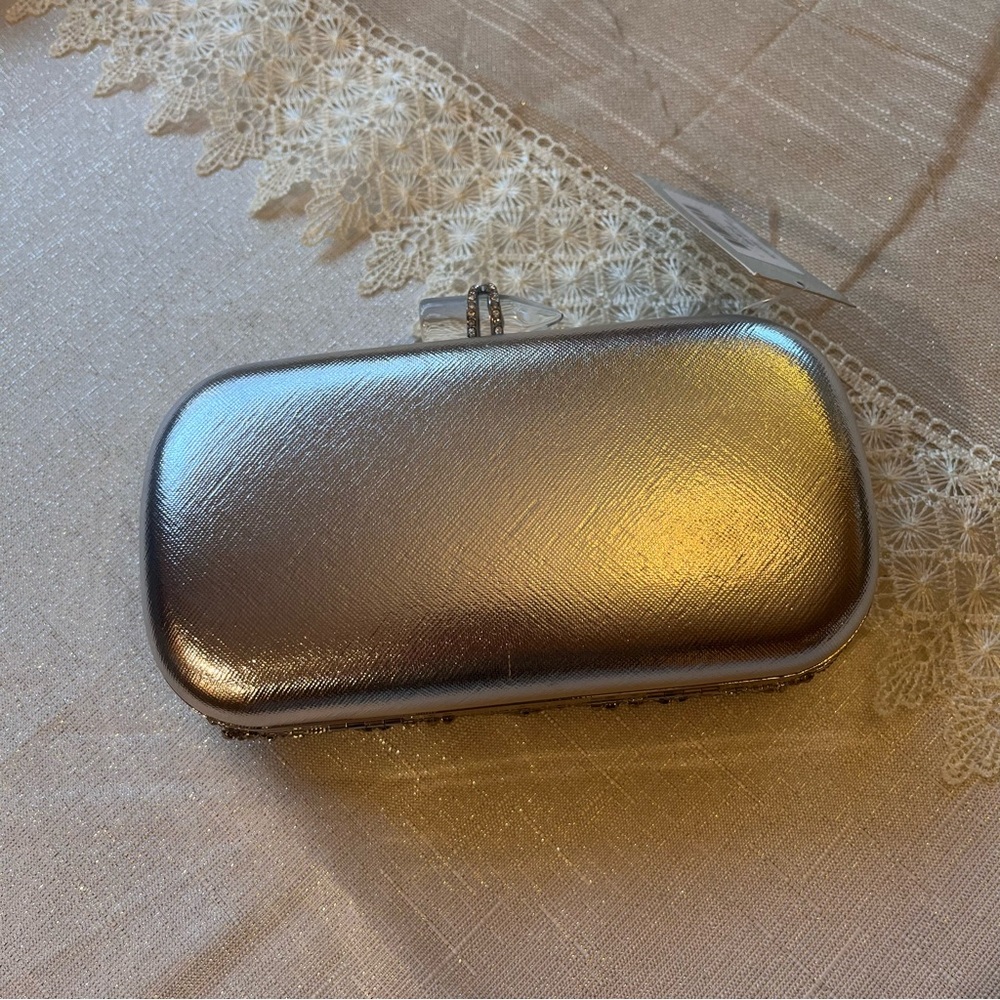 Nina Gelsey women’s Clutch bag | Silver/Blue Multi Glass Bead NWT - Picture 8 of 8